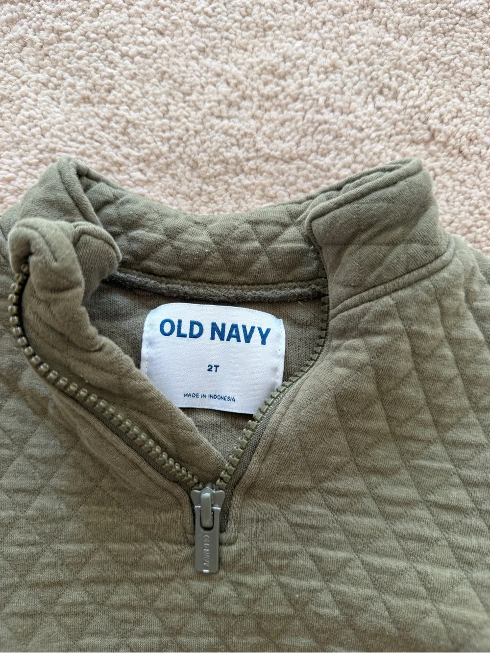 Old Navy Olive Quilted Half-Zip Pullover for Kids